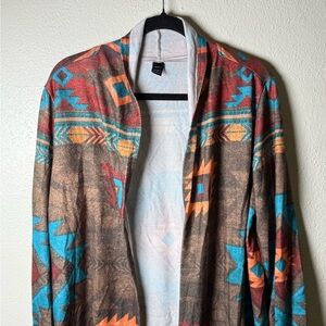 Colorful Geometric Patterned Cardigan